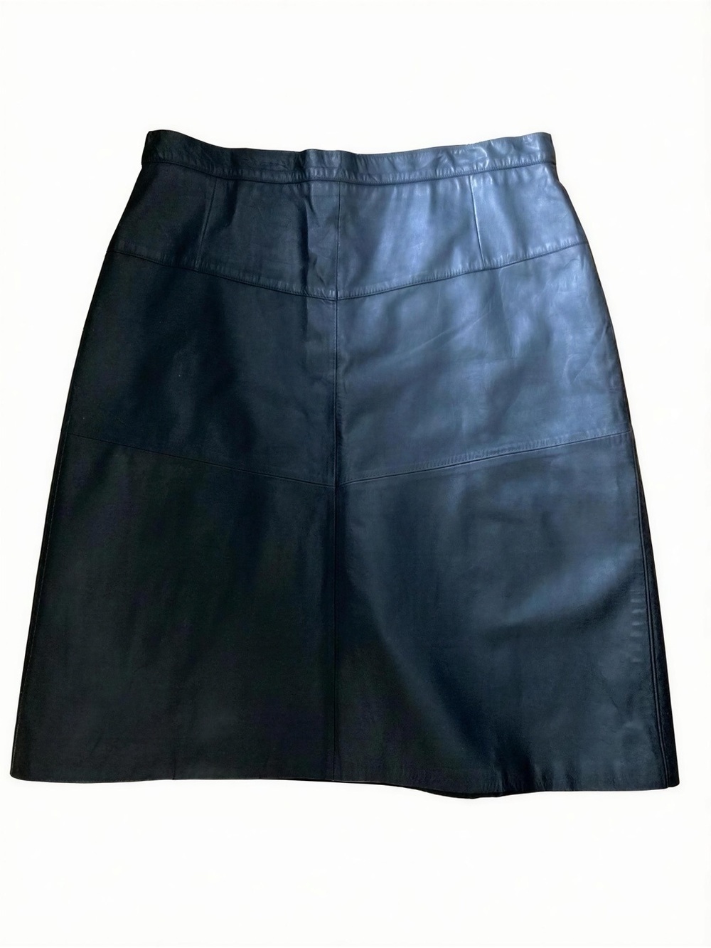 Women's Black Leather A-Line Skirt